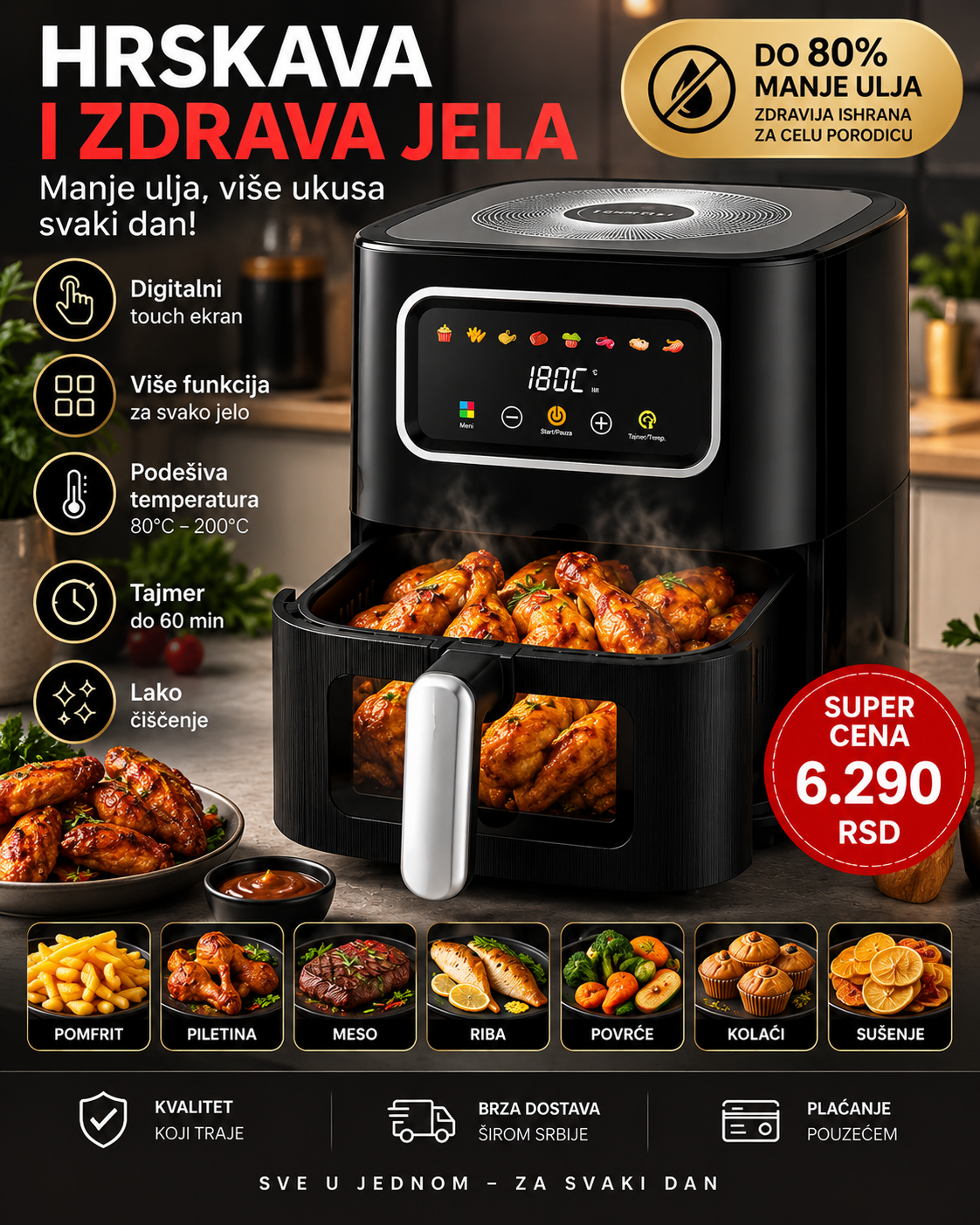 AirFry Vision 6.5L friteza na vruć vazduh sa prozorom