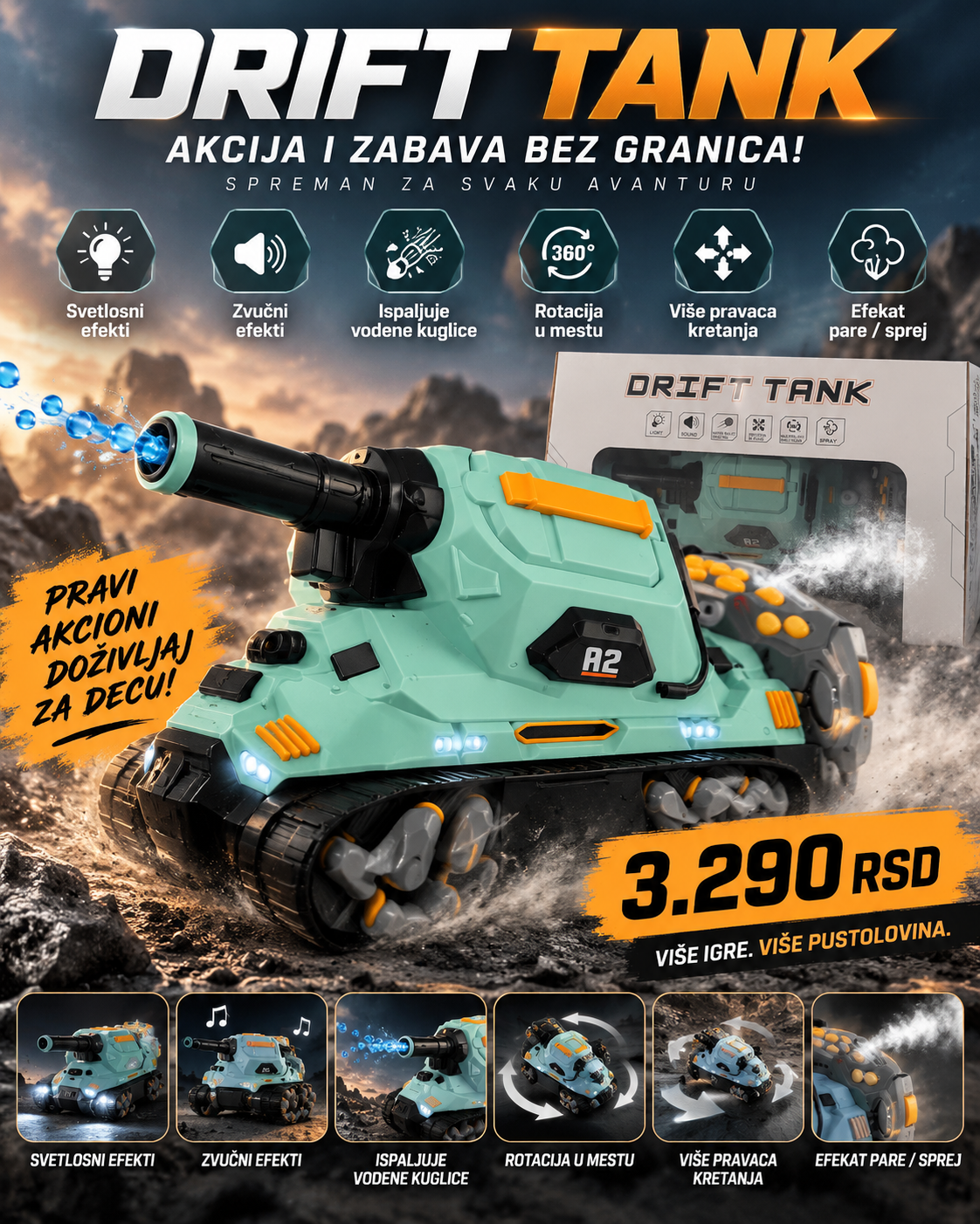 Drift Tank R2 premium prikaz proizvoda i funkcija