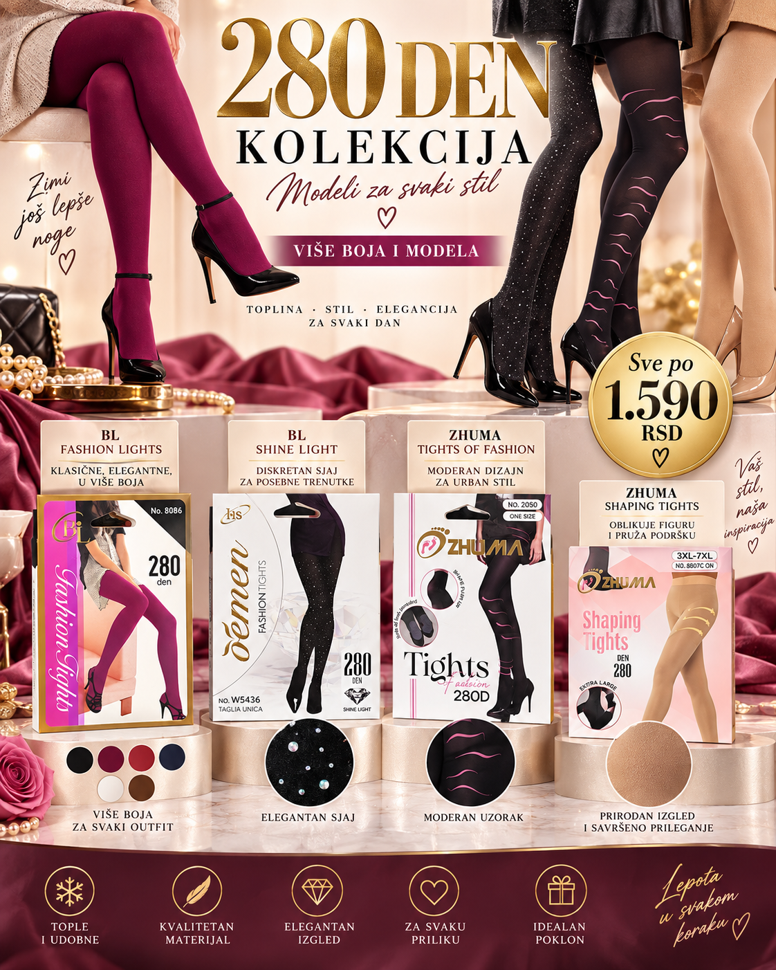 280 DEN kolekcija ženskih hulahopki u više modela