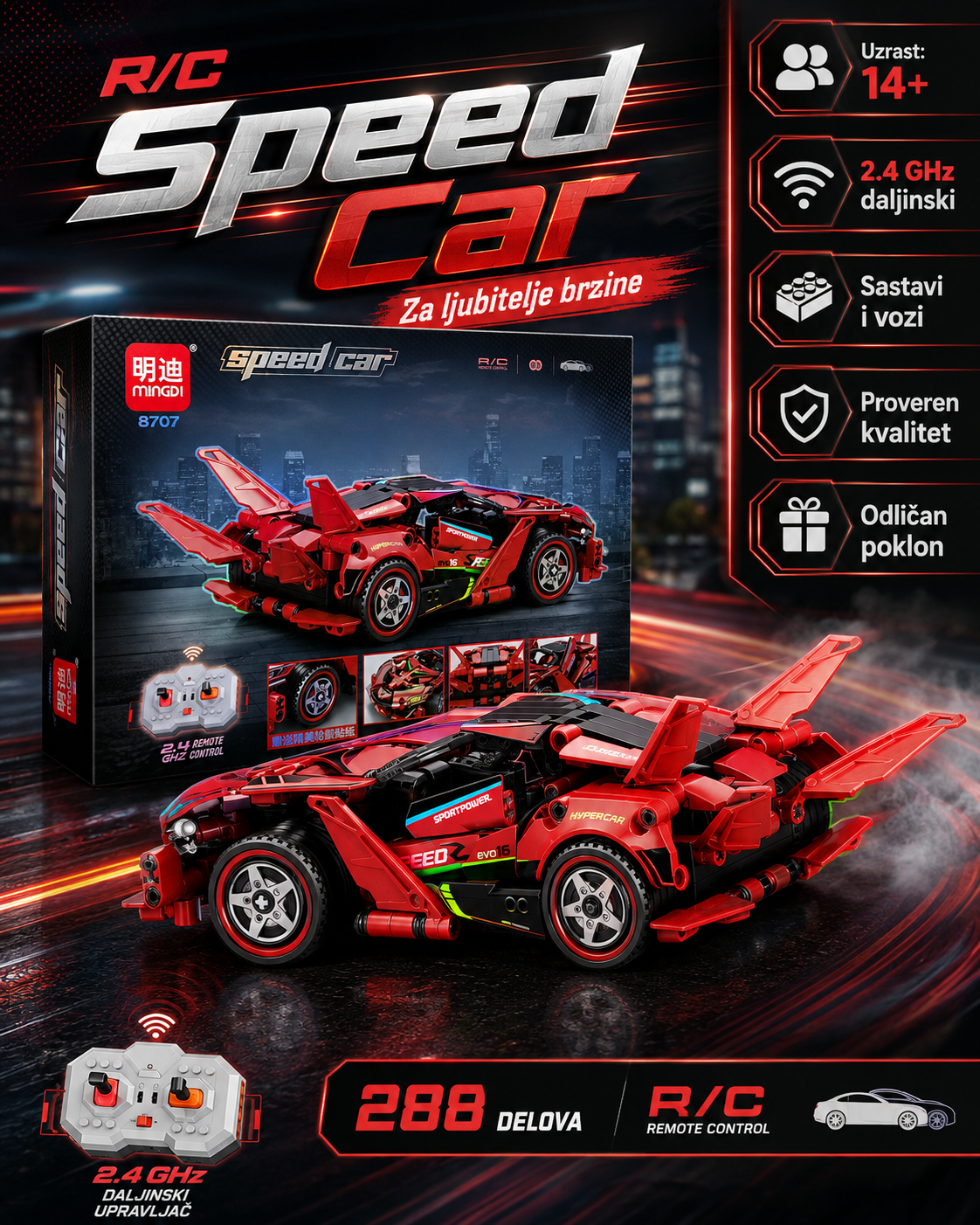 RC Speed Car 2u1 – sastavi autić od kockica i vozi ga | 2.4 GHz