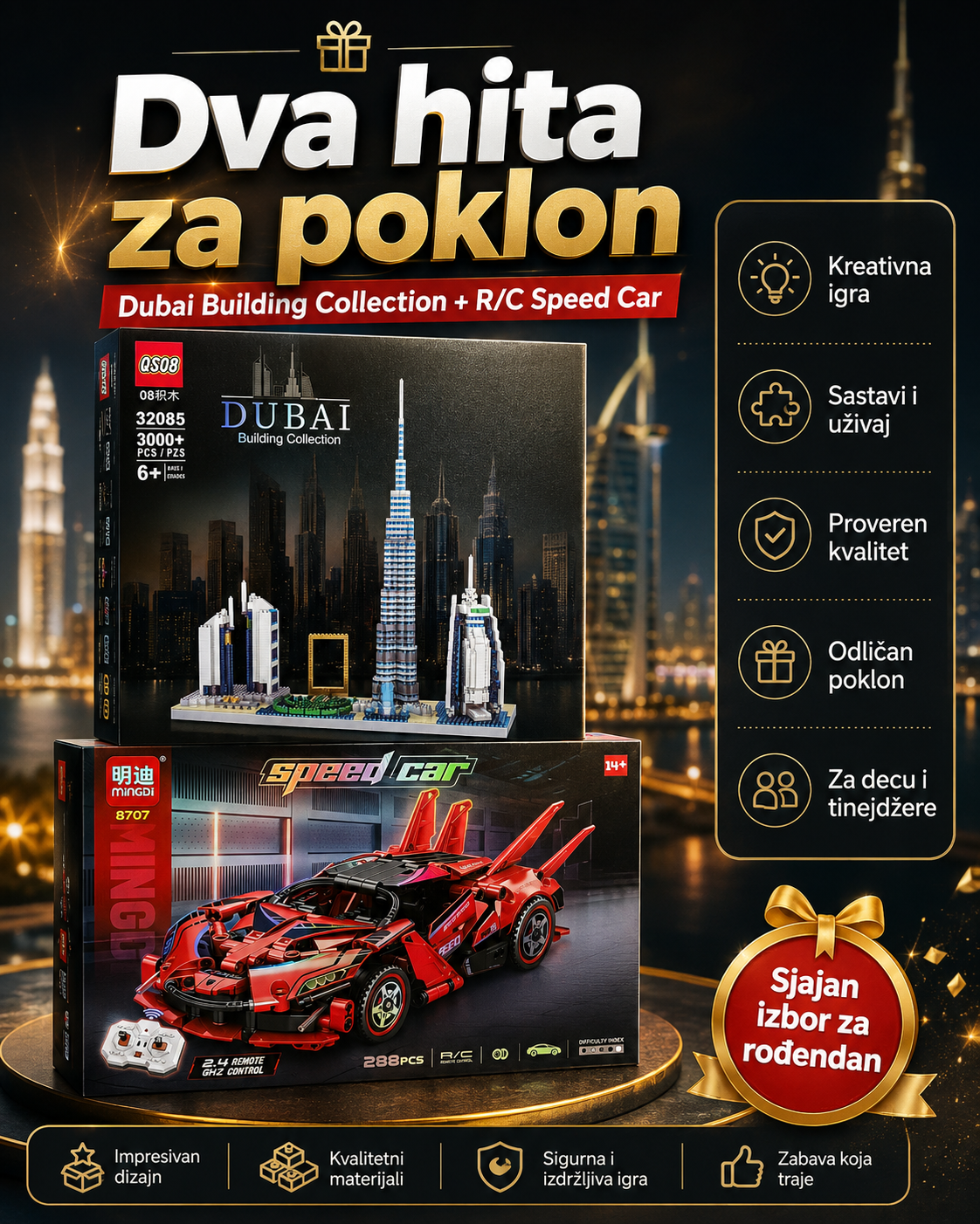 Dubai Building + RC Speed Car 2u1 – veliki kreativni paket