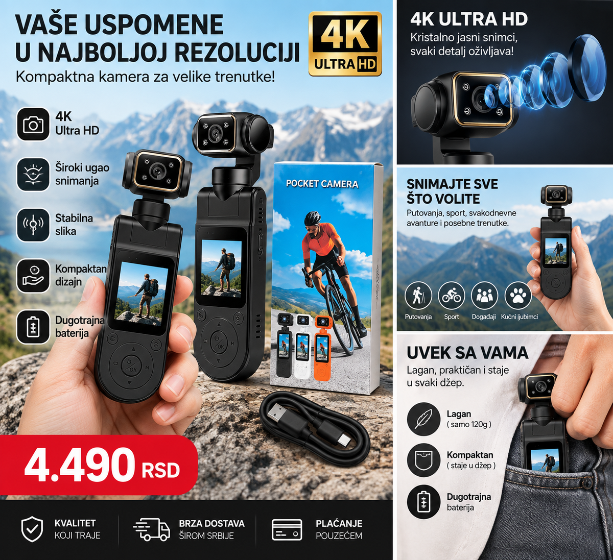 Kompaktna 4K kamera za putovanja i svakodnevne trenutke