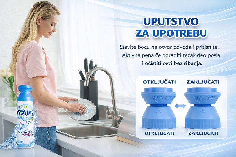 Snažna pena za odčepljivanje odvoda – uklanja kosu i masnoću iz sudopera i kada