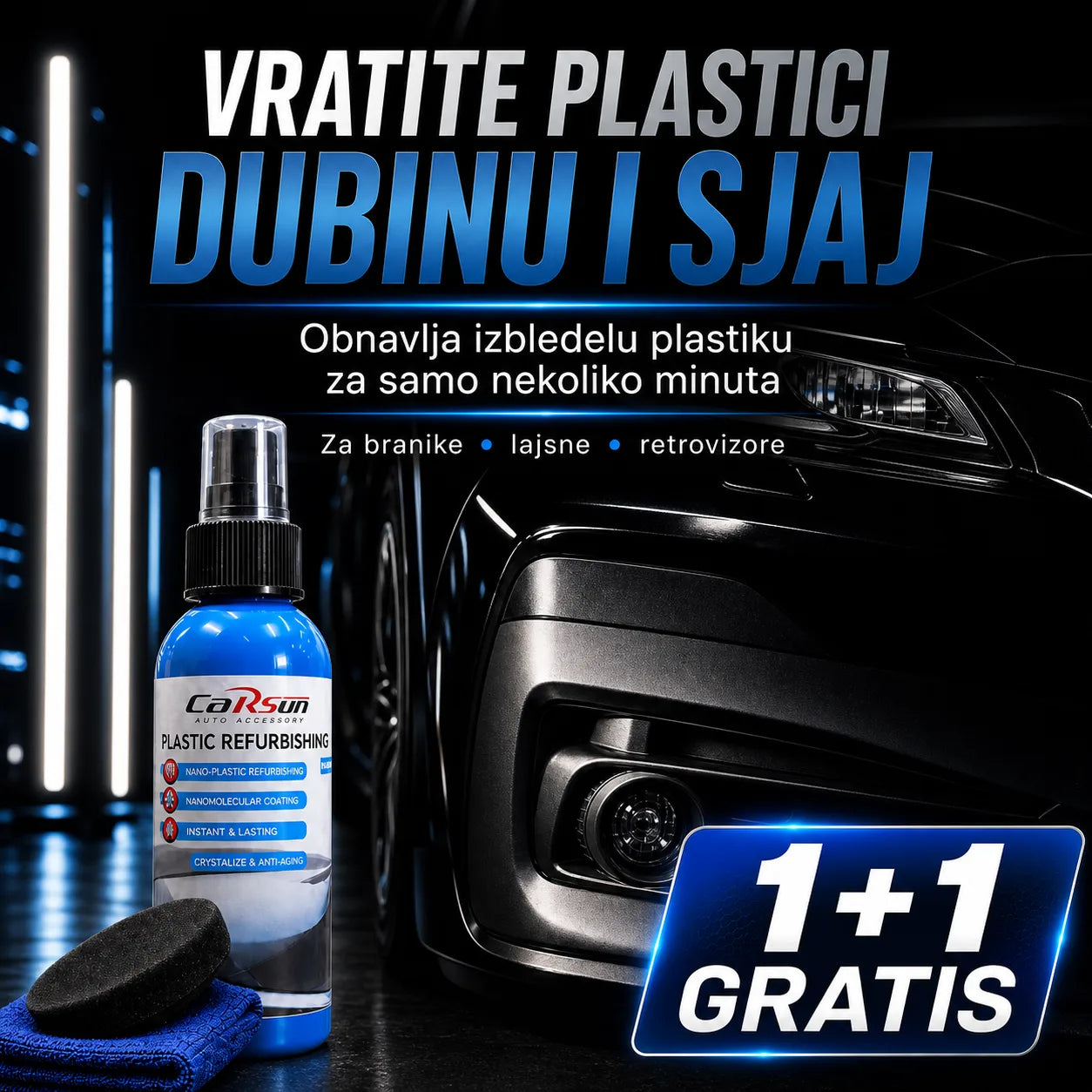Carsun – Sredstvo za obnovu i sjaj plastike 1+1 GRATIS