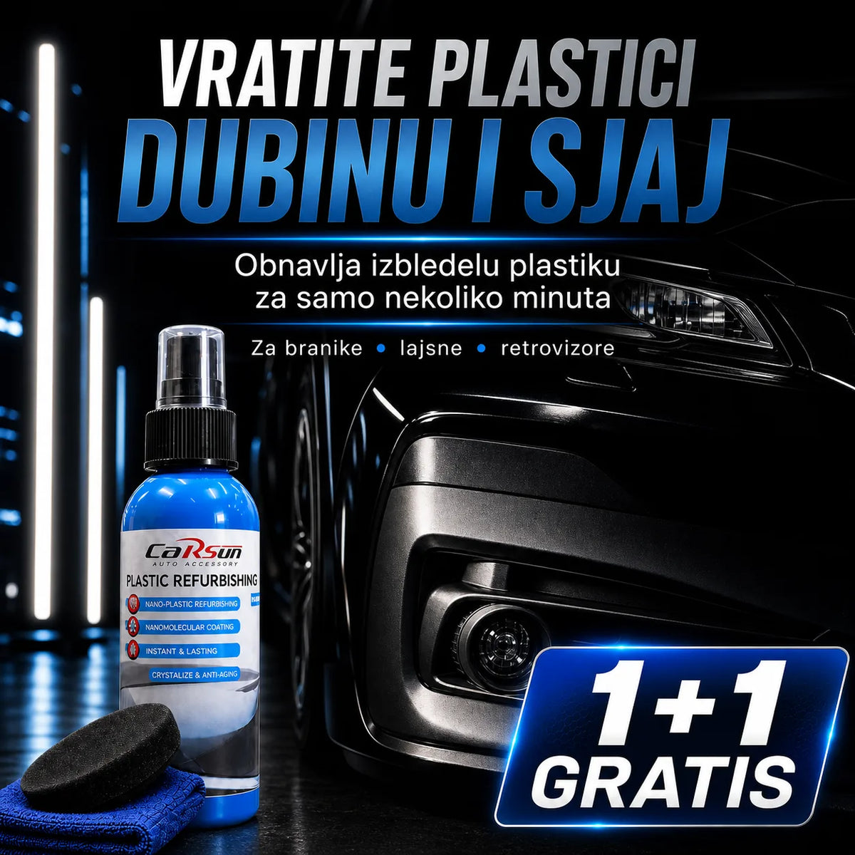 CARsun sredstvo za obnovu i sjaj auto plastike – 1+1 GRATIS | Za enterijer i eksterijer