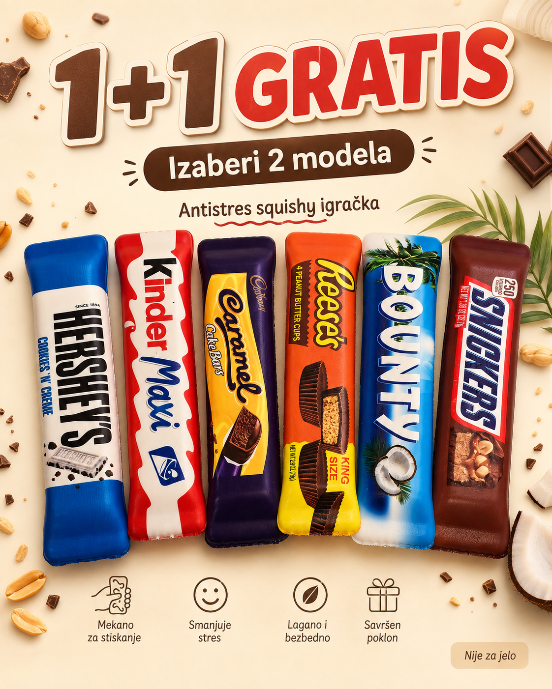 Antistres Squishy čokoladice – 1+1 GRATIS | Izaberi 2 modela