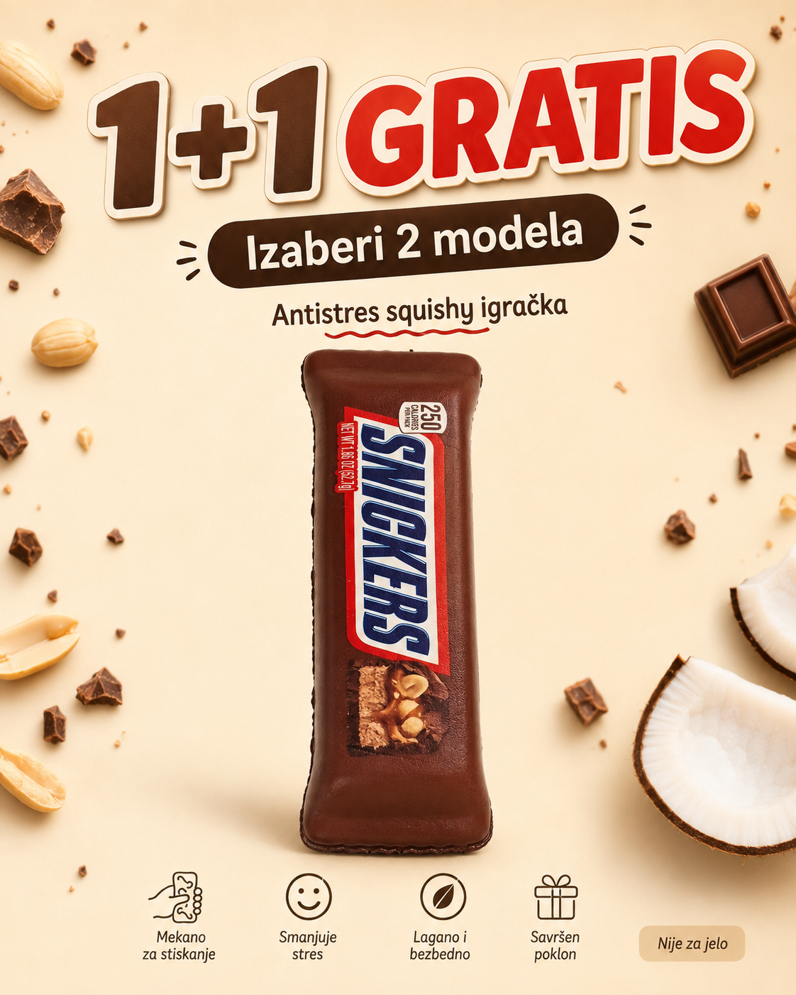 Antistres Squishy čokoladice – 1+1 GRATIS | Izaberi 2 modela