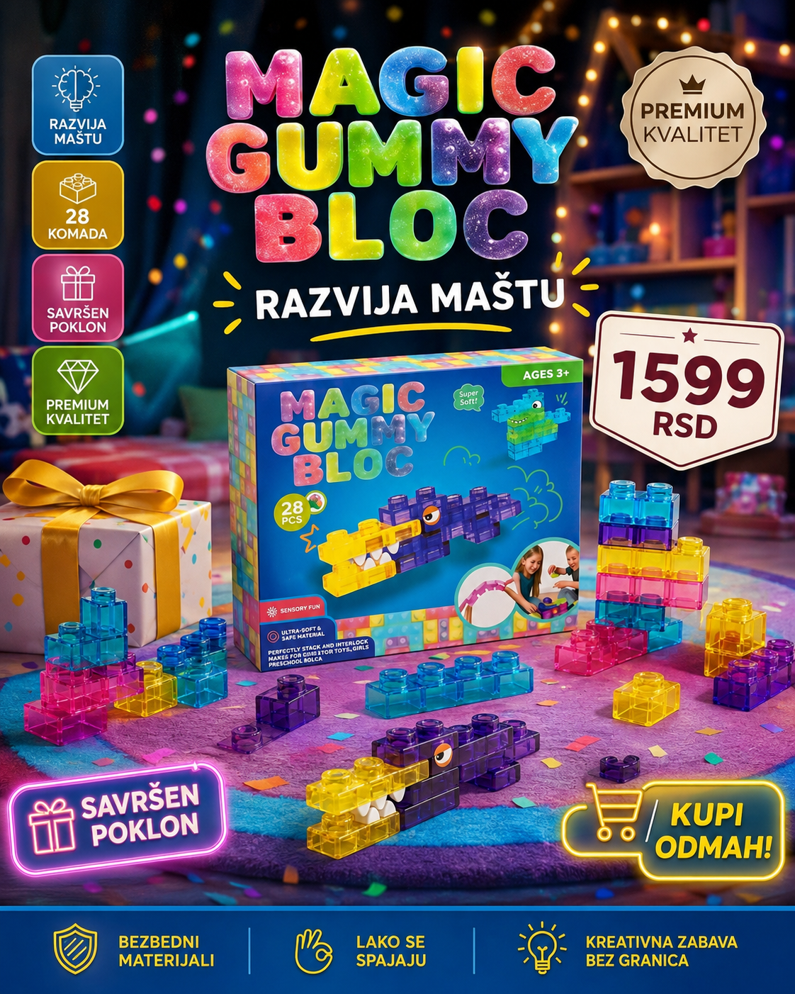 Magic Gummy Bloc – mekane gumene kockice 28 komada