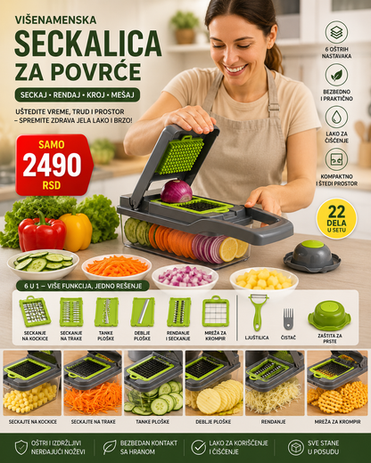 ChefCut 22u1 – Premium višenamenska seckalica za povrće | Seče, renda i priprema za nekoliko trenutaka