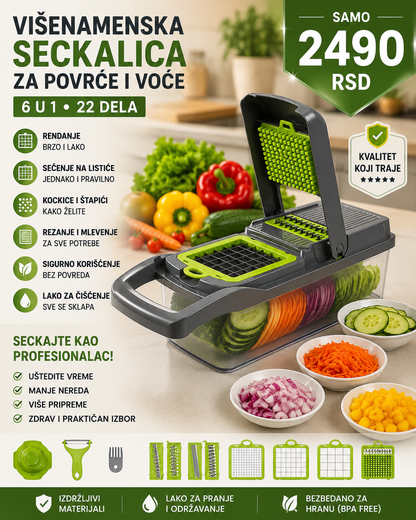 ChefCut 22u1 – Premium višenamenska seckalica za povrće | Seče, renda i priprema za nekoliko trenutaka
