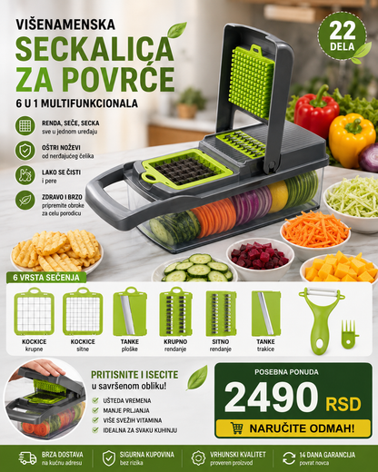 ChefCut 22u1 – Premium višenamenska seckalica za povrće | Seče, renda i priprema za nekoliko trenutaka
