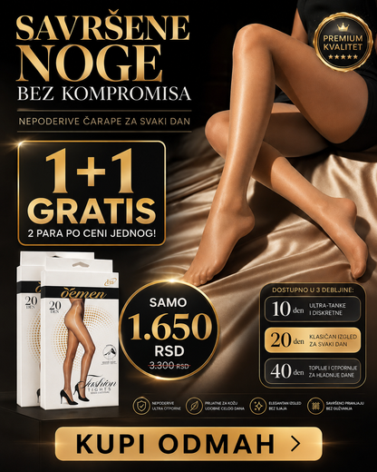 Nepoderive Premium čarape 10/20/40 DEN – elegantne, izdržljive i udobne | 1+1 GRATIS
