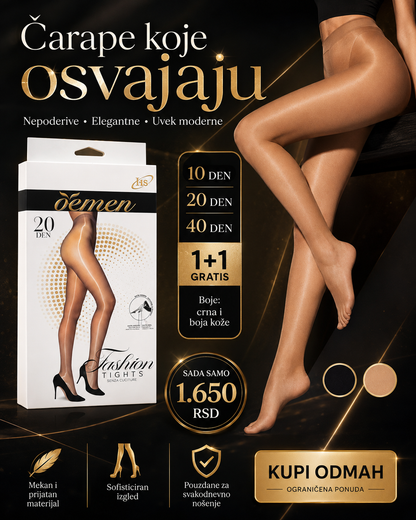 Nepoderive Premium čarape 10/20/40 DEN – elegantne, izdržljive i udobne | 1+1 GRATIS