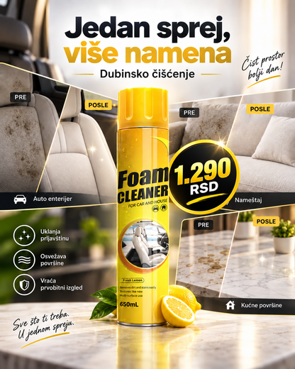 Višenamenska pena 650 ml za čišćenje auta, nameštaja i doma -- PROFESIONALNI PREMIUM -- Foam Cleaner