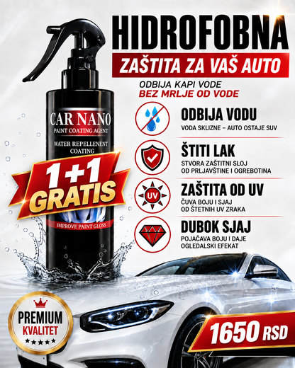 CAR NANO sprej za zaštitu i sjaj auto-laka – hidrofobni premaz 200 ml