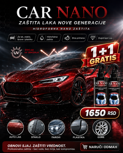 CAR NANO sprej za zaštitu i sjaj auto-laka – hidrofobni premaz 200 ml