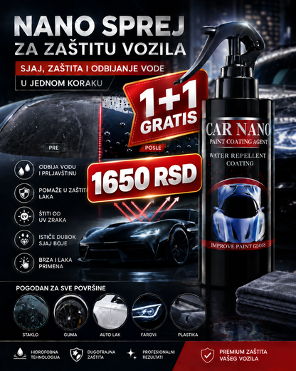 CAR NANO sprej za zaštitu i sjaj auto-laka – hidrofobni premaz 200 ml