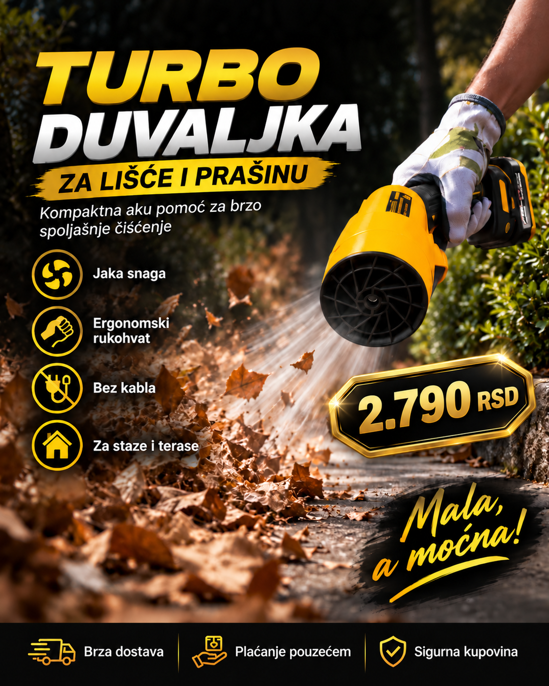 AKU duvaljka za brzo uklanjanje lišća, prašine i sitne prljavštine -- PREMIUM DELUXE