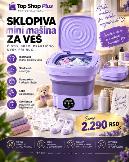 Premium prenosiva sklopiva mini mašina za veš – kompaktna za sitan veš i putovanja