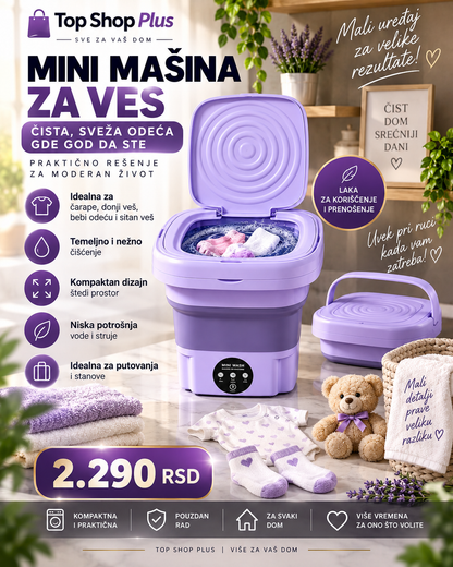 Premium prenosiva sklopiva mini mašina za veš – kompaktna za sitan veš i putovanja
