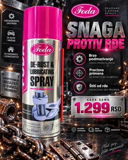 Foda sprej protiv rđe i za podmazivanje 450 ml – De-Rust & Lubricating Spray
