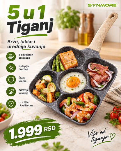 SYNMORE 5-u-1 Multifunkcionalni Tiganj – 5 Pregrada za Kompletan Obrok