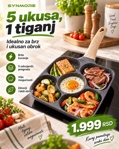 SYNMORE 5-u-1 Multifunkcionalni Tiganj – 5 Pregrada za Kompletan Obrok