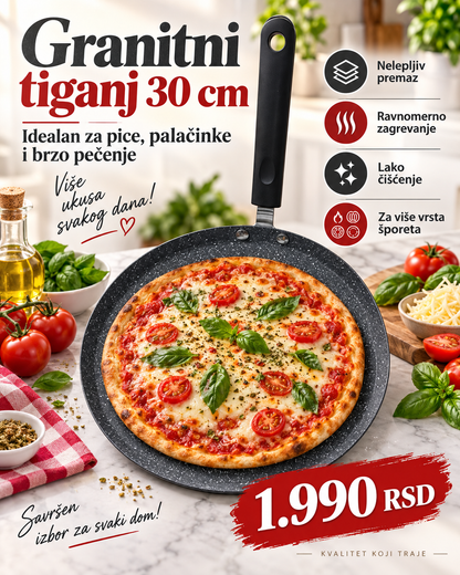 Premium Tiganj za Palačinke i Picu – Ravna Nelepljiva Površina za Savršeno Pečenje