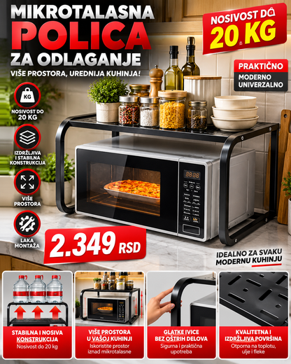 Multifunkcionalna Polica za Mikrotalasnu – Organizator za Kuhinju do 20 kg