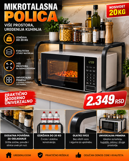 Multifunkcionalna Polica za Mikrotalasnu – Organizator za Kuhinju do 20 kg