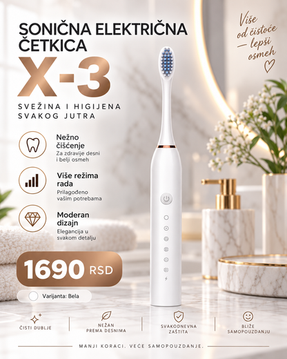 Sonična Električna Četkica za Zube – Moderna Nega Zuba | Crna, Bela i Roze