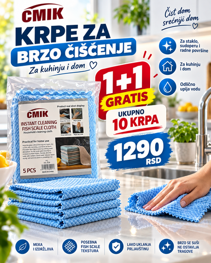Premium Krpe za Čišćenje 5+5 GRATIS – 10 Višenamenskih Krpa za Kuhinju, Staklo i Dom
