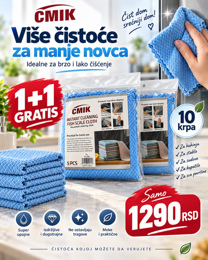 Premium Krpe za Čišćenje 5+5 GRATIS – 10 Višenamenskih Krpa za Kuhinju, Staklo i Dom