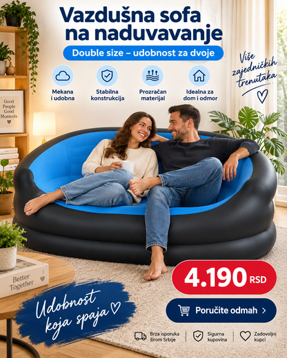 Vazdušna Sofa na Naduvavanje Double Size – Udobna Sofa za Dve Osobe