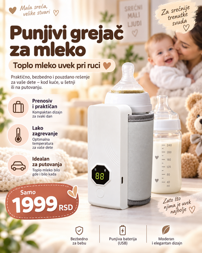 Prenosivi Punjivi Grejač za Flašicu – Digitalni Grejač za Mleko i Napitke