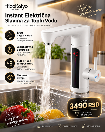 Instant Električna Slavina sa Grejačem – Topla Voda za Nekoliko Sekundi i Digitalni Prikaz Temperature