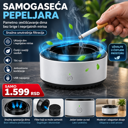 Samogaseća pepeljara sa filterom za apsorpciju dima i neprijatnih mirisa -- PREMIUM DELUXE -- Top Shop Plus