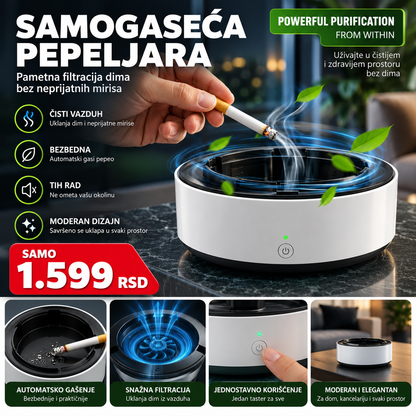 Samogaseća pepeljara sa filterom za apsorpciju dima i neprijatnih mirisa -- PREMIUM DELUXE -- Top Shop Plus