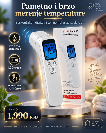 Beskontaktni Infracrveni Toplomer – Digitalno Merenje Temperature bez Kontakta