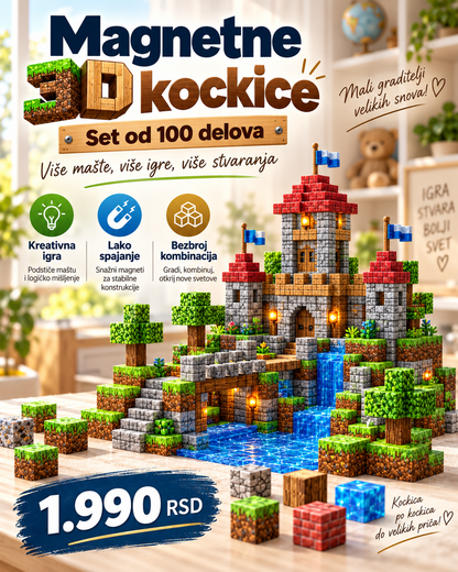 Magnetne 3D kockice „Kraljevstvo mašte“ – Za male graditelje velikih svetova