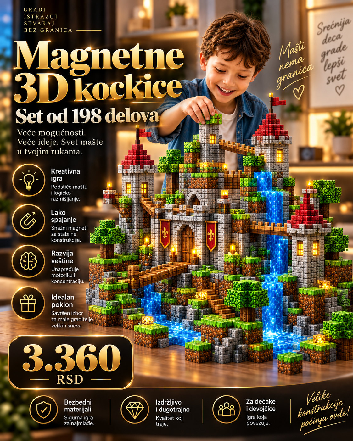 Magnetne 3D kockice „Kraljevstvo mašte“ – Za male graditelje velikih svetova