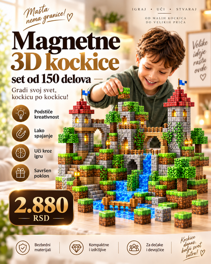 Magnetne 3D kockice „Kraljevstvo mašte“ – Za male graditelje velikih svetova