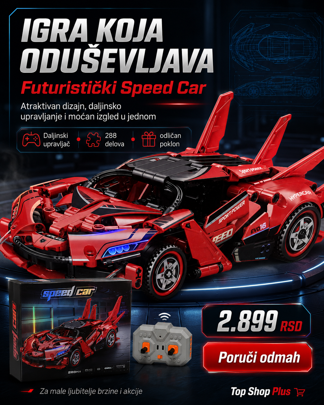 RC Speed Car 2u1 – sastavi autić od kockica i vozi ga | 2.4 GHz