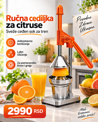 Profesionalna Ručna Cediljka za Citruse – Metalna Presa za Pomorandže, Limun i Grejp