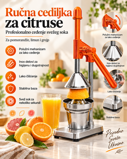 Profesionalna Ručna Cediljka za Citruse – Metalna Presa za Pomorandže, Limun i Grejp