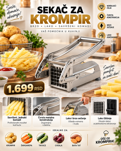Potato Chipper – Ručni Secko za Pomfrit | Brzo i Jednako Sečenje Krompira