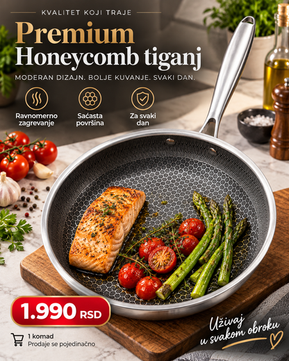 Premium Honeycomb Tiganj – Teksturirana Saćasta Površina za Svakodnevno Kuvanje