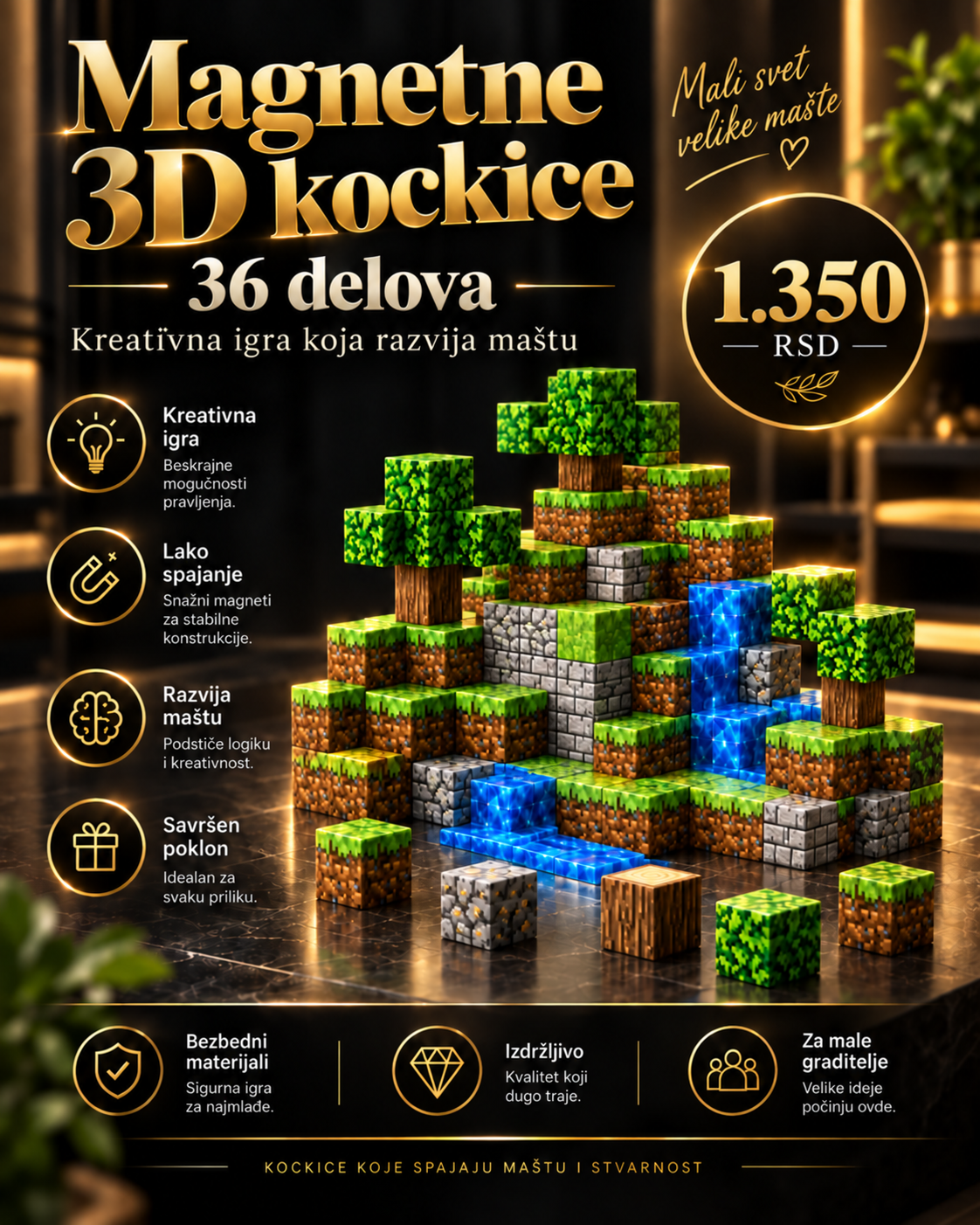 Magnetne 3D kockice „Kraljevstvo mašte“ – Za male graditelje velikih svetova