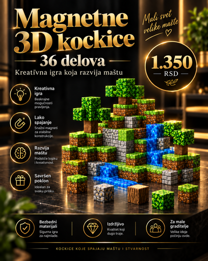 Magnetne 3D kockice „Kraljevstvo mašte“ – Za male graditelje velikih svetova
