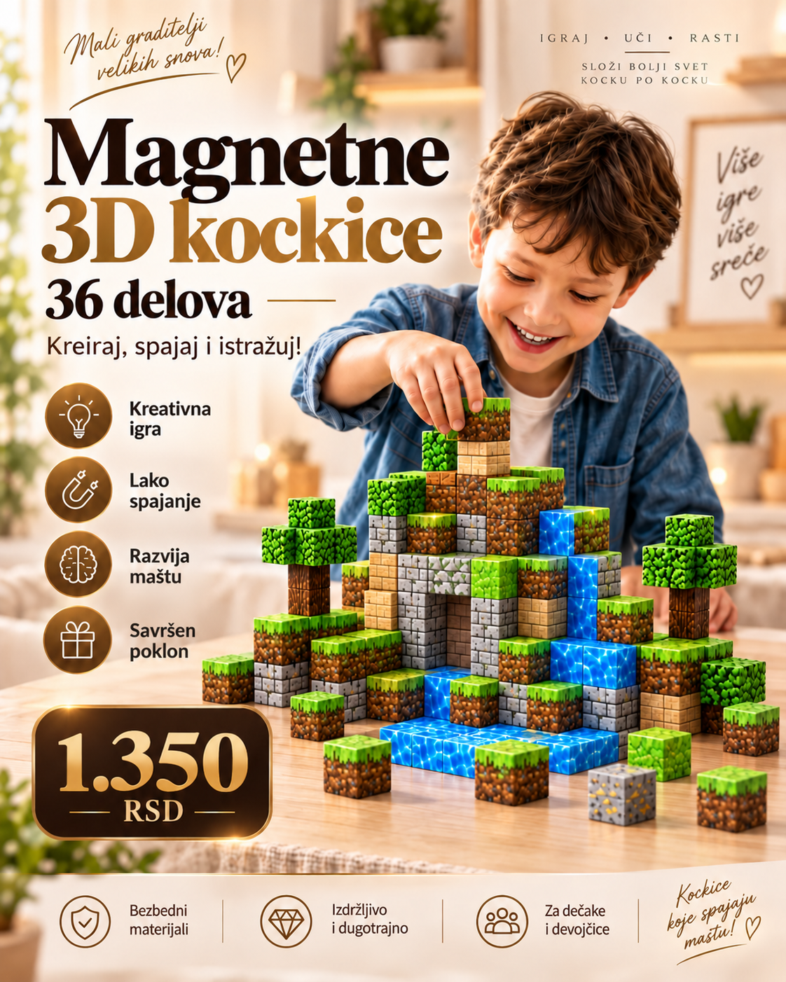 Magnetne 3D kockice „Kraljevstvo mašte“ – Za male graditelje velikih svetova